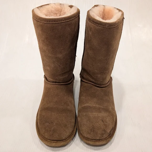 BEARPAW Emma Chestnut Tan Suede Sheepskin Fur Lined Cozy Tall Boots size 9 - Picture 5 of 12